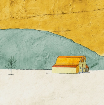 Picture of TEAL AND YELLOW BARN