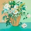 Picture of VASE OF WHITE ROSES