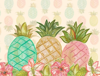 Picture of PINEAPPLE TRIO WITH FLOWERS