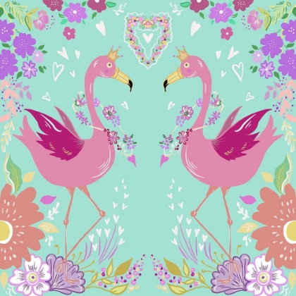 Picture of FLAMINGOS IN LOVE AQUA