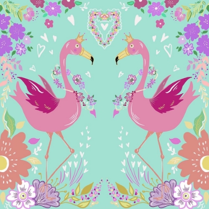 Picture of FLAMINGOS IN LOVE AQUA