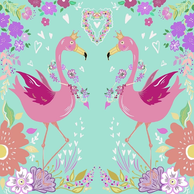 Picture of FLAMINGOS IN LOVE AQUA