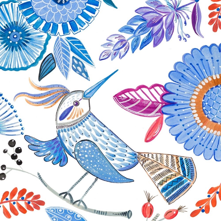 Picture of BIRD WITH FLOWERS I