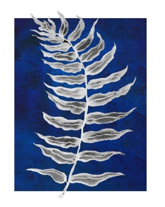 Picture of BLUE FERN IN WHITE BORDER I