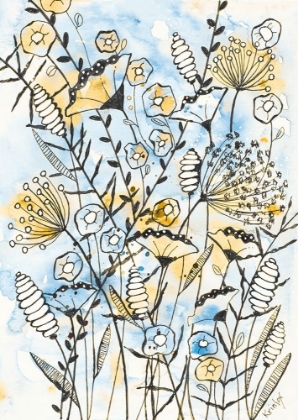 Picture of YELLOW AND BLUE BLOOMS II
