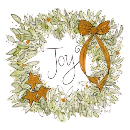 Picture of JOYFUL WREATH WITH GOLD RIBBONS