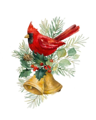 Picture of NORTHERN CARDINAL ON HOLIDAY BELLS