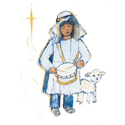 Picture of DRUMMER BOY AND LAMB (BLUE AND GOLD)