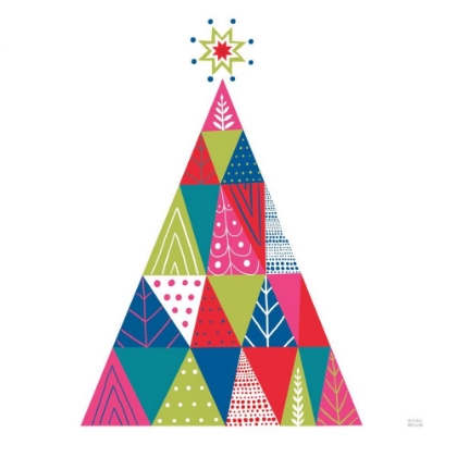 Picture of GEOMETRIC HOLIDAY TREES I BRIGHT