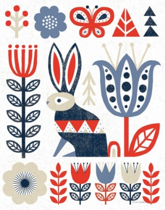 Picture of FOLK LODGE RABBIT RED NAVY