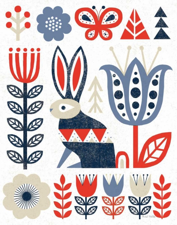 Picture of FOLK LODGE RABBIT RED NAVY