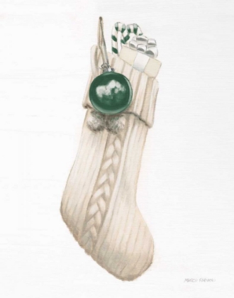 Picture of WHITE CHRISTMAS STOCKING GREEN
