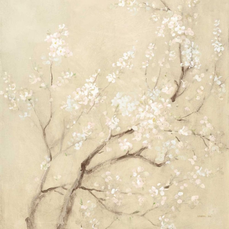 Picture of WHITE CHERRY BLOSSOMS I LINEN CROP