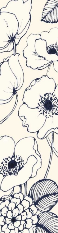 Picture of NAVY PEN AND INK FLOWERS III CROP