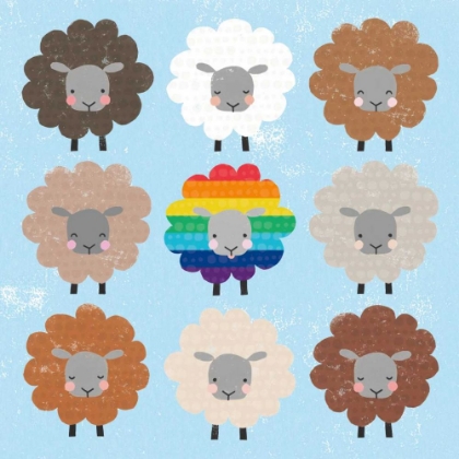 Picture of BE EWE BROWN AND RAINBOW SHEEP SQ