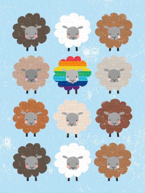 Picture of BE EWE BROWN AND RAINBOW SHEEP 5X7