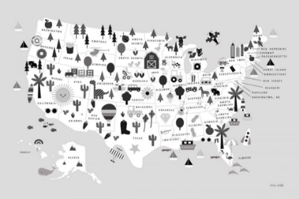 Picture of FUN USA MAP BW