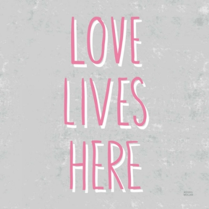 Picture of LOVE LIVES HERE SLATE AND PINK