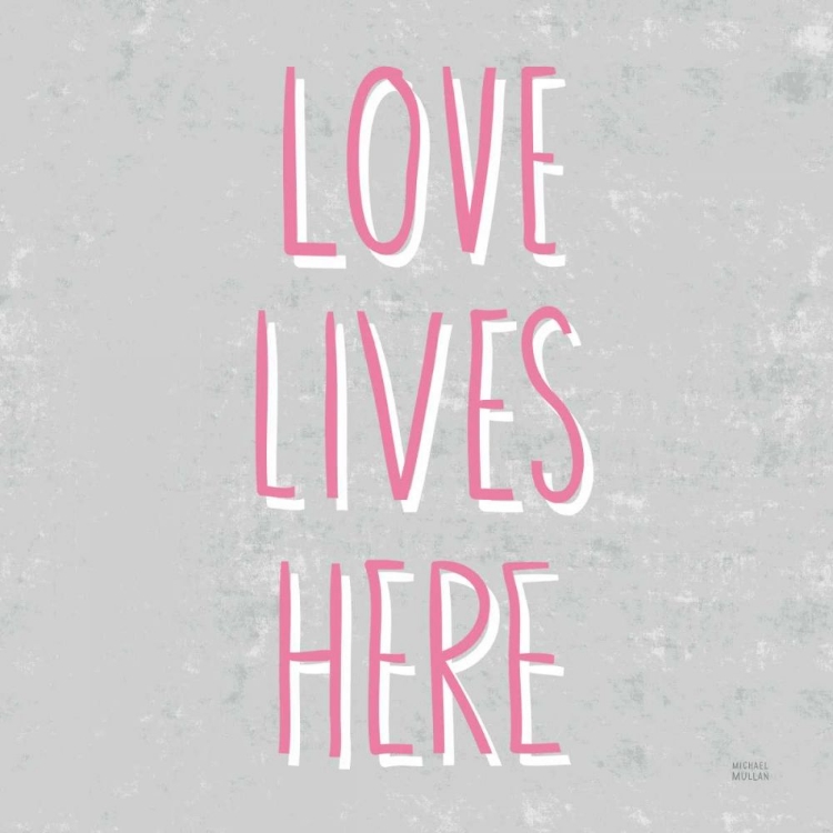 Picture of LOVE LIVES HERE SLATE AND PINK