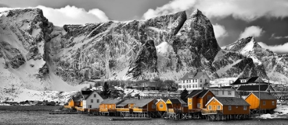 Picture of LOFOTEN REINE PANORAMA MIT GELBEN HAUSER