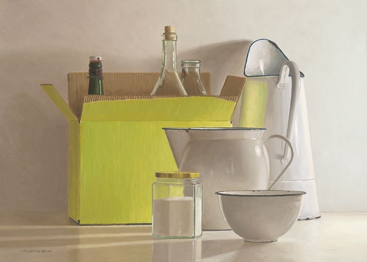 Picture of STILL LIFE WITH YELLOW BOX-BOTTLES AND 