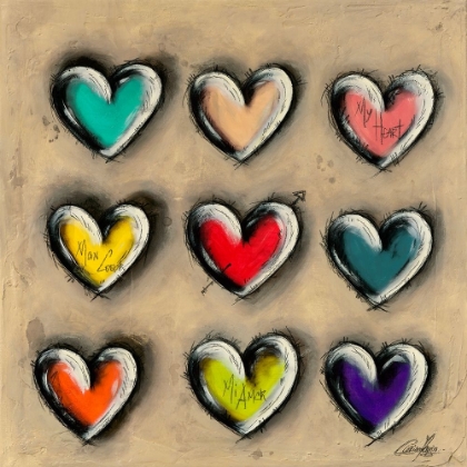 Picture of COLORED HEARTS I