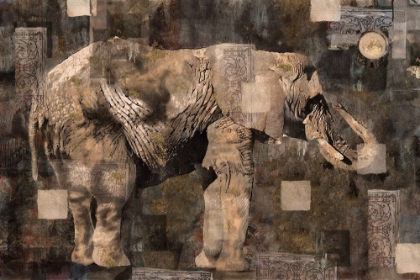 Picture of ELEPHANT COLLAGE SEPIA