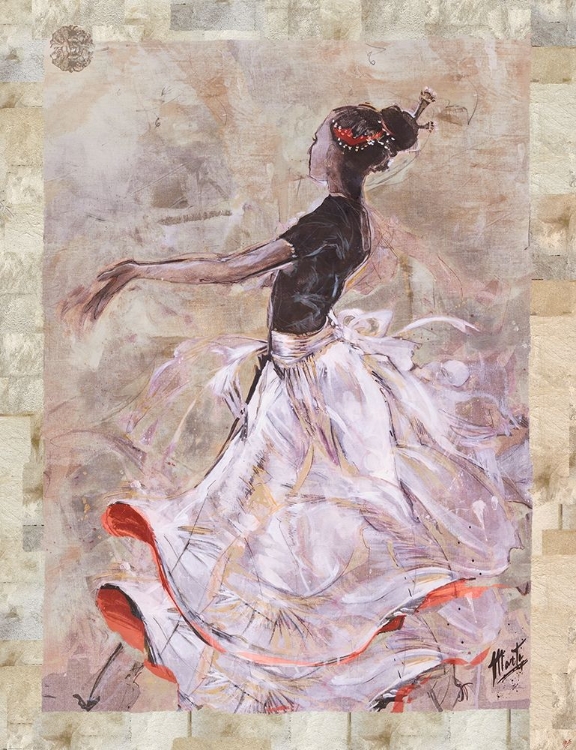 Picture of DANCER ON LINEN RED TRIM