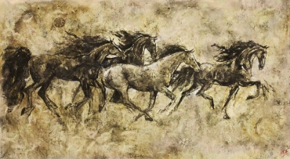 Picture of HORSES RUNNING I