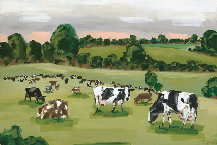 Picture of ABSTRACT FIELD OF COWS   