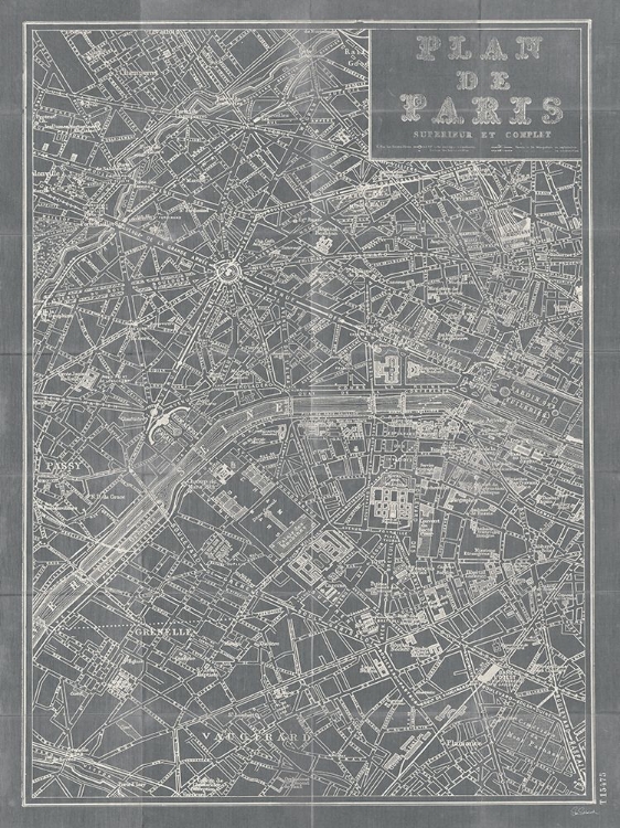 Picture of BLUEPRINT MAP PARIS GREY