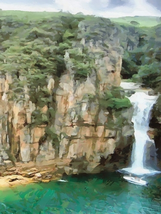 Picture of TWO WATTEFALLS NEAR A ROCK - DIPTYCH B