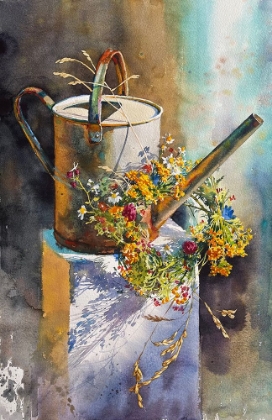 Picture of GARDEN WATERING CAN WITH FLOWERS
