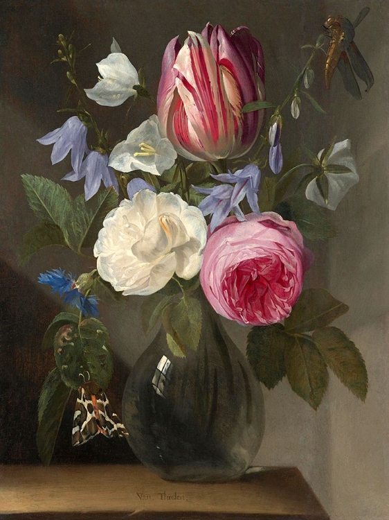 Picture of ROSES AND A TULIP IN A GLASS VASE