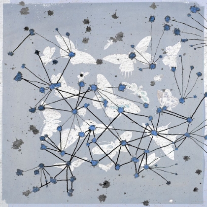 Picture of 19TH CENTURY BUTTERFLY CONSTELLATIONS IN BLUE I