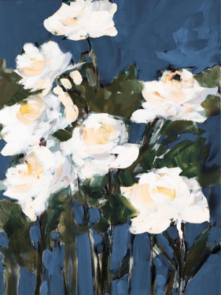 Picture of WHITE ROSES ON BLUE