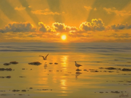 Picture of SUNSET OVER THE  SEA WITH SEAGULLS III