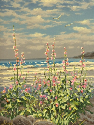 Picture of PINK FLOWERS BY THE SEA