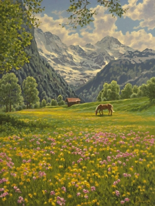 Picture of BROWN HORSE IN THE MOUNTAINS