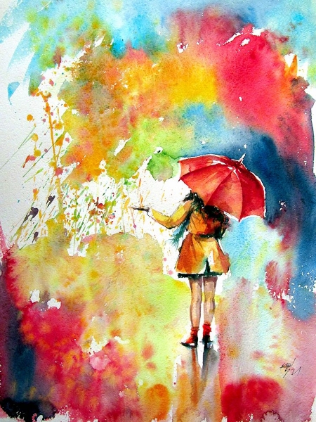 Picture of COLORFUL RAIN WITH A GIRL