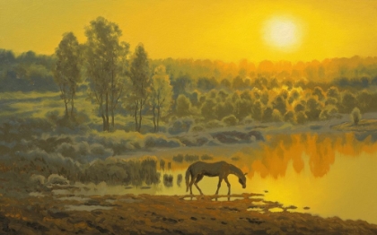 Picture of HORSE EARLY MORNING BY THE LAKE