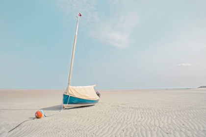 Picture of SAILBOAT IN TEAL AND CORAL