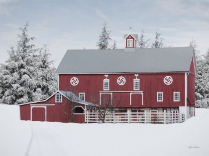 Picture of RED BARN IN THE PINES