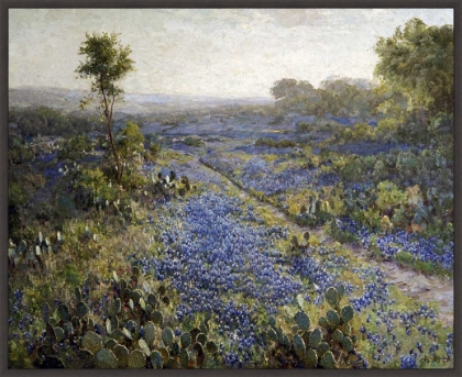 Picture of Field Of Texas Bluebonnets And Prickly Pear Cacti by Julian Onderdonk