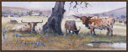 Picture of Watercolor Longhorn (Crop B) by Richie Vios