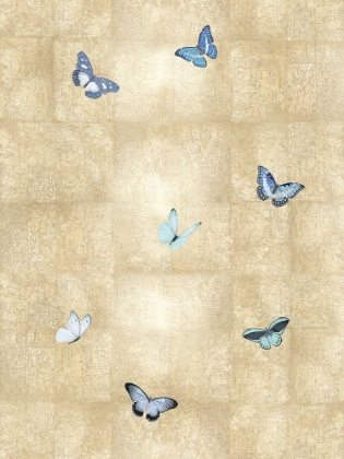 Picture of BUTTERFLIES BLUE ON GOLD II