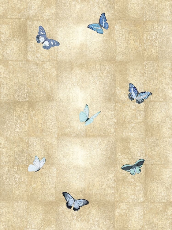 Picture of BUTTERFLIES BLUE ON GOLD II