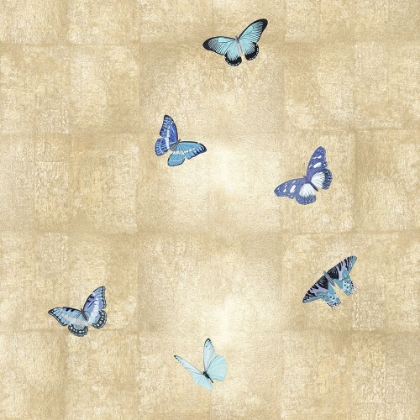 Picture of BUTTERFLIES BLUE ON GOLD III