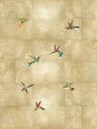 Picture of HUMMINGBIRDS ON GOLD IV
