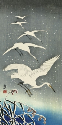 Picture of WHITE BIRDS IN SNOW